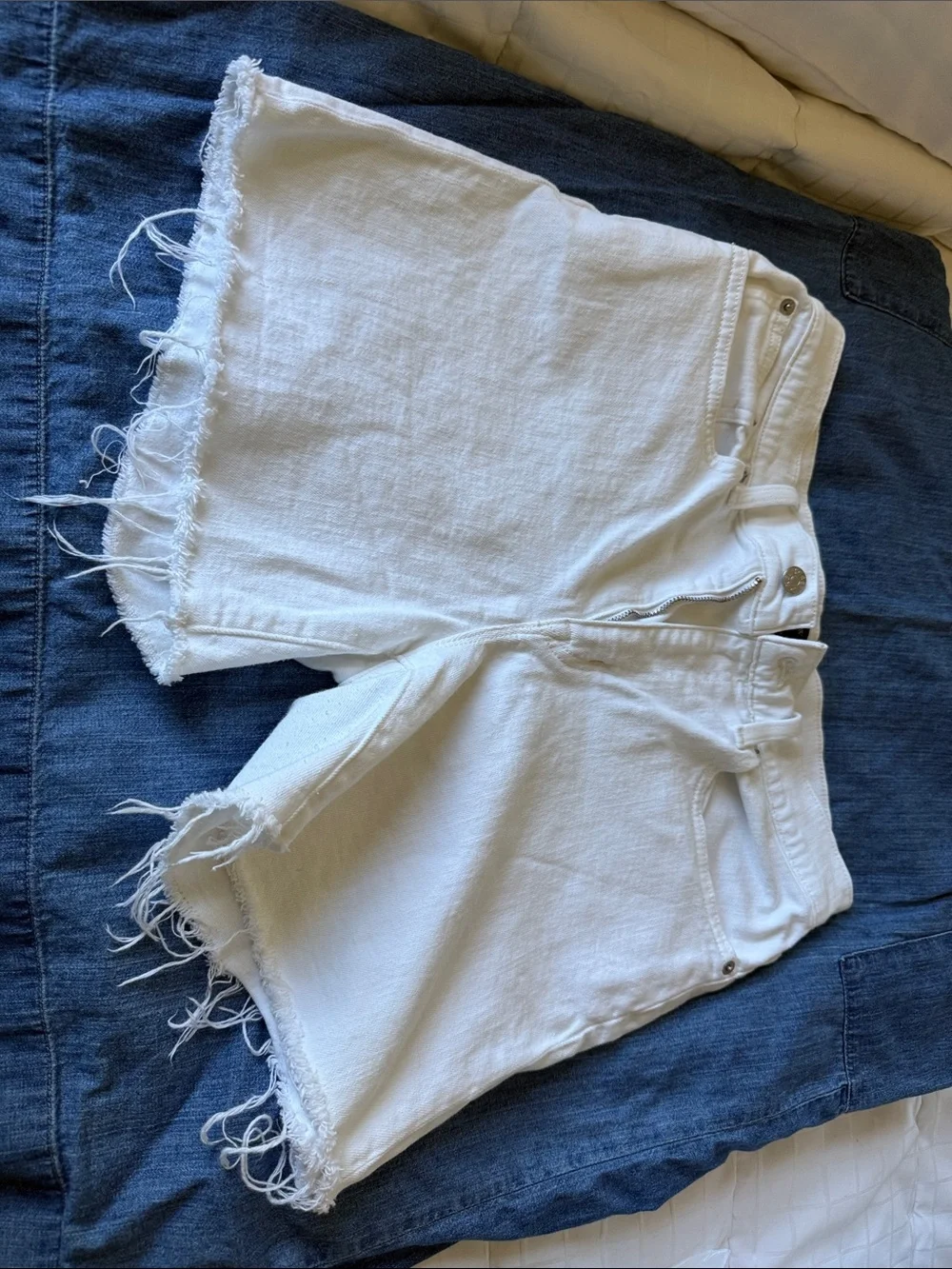 J. Crew White Frayed Hem Denim Cutoff Shorts
